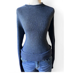 Jessica Simpson Knit Sweater Maritime Blue Mallory Ribbed Hem Pullover S